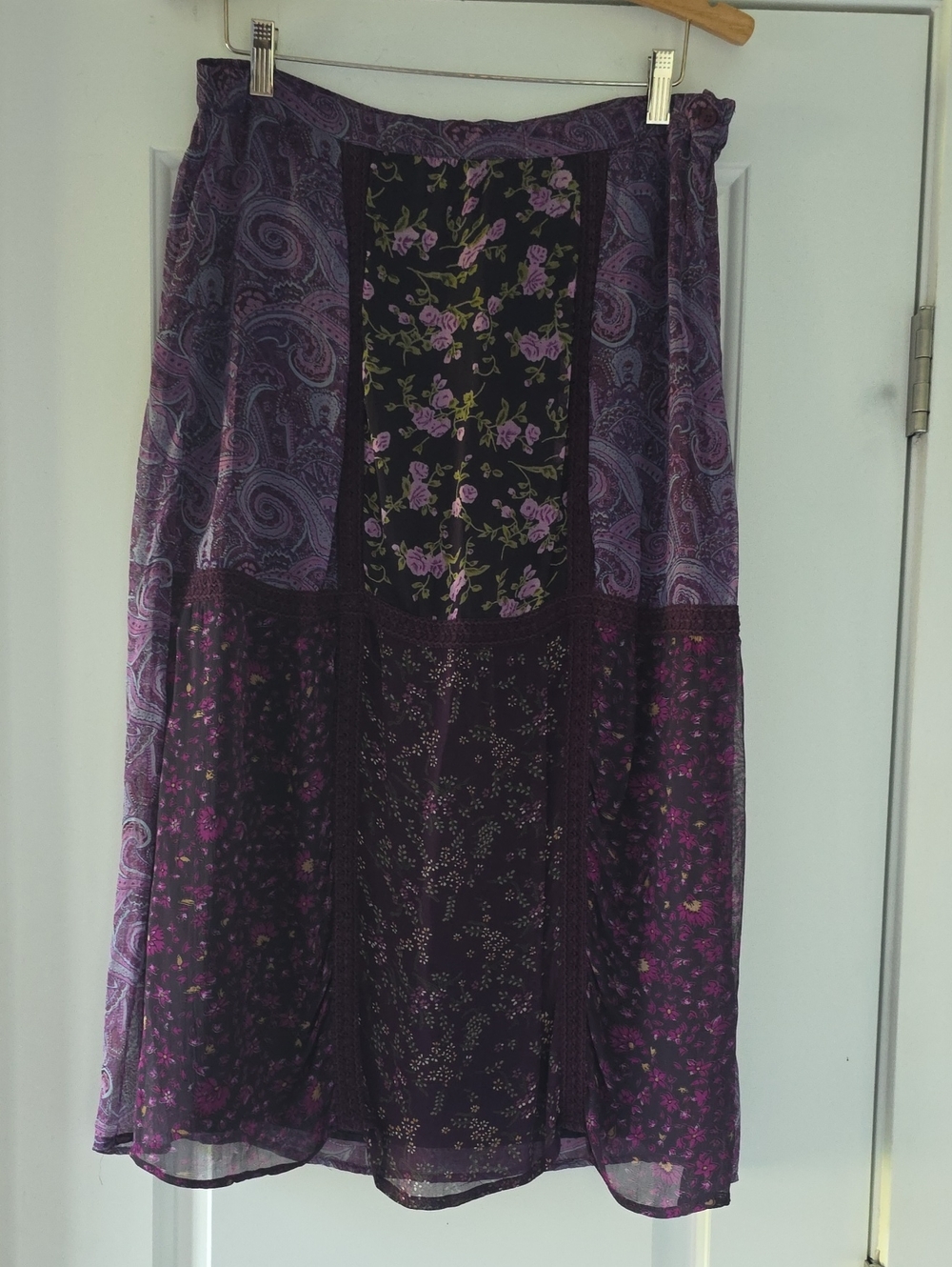 Requirements Petite Purple Floral Patchwork Lined Skirt